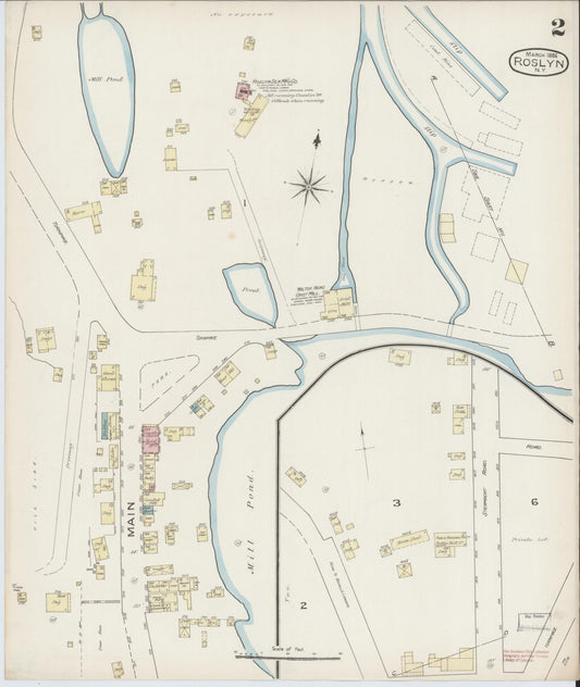 Sanborn Fire Insurance Map from Roslyn, Nassau County, New York (1886), Sheet #0002 - Historic Sanborn Fire Insurance Map Print, vintage old map wall art, antique decor, genealogy gift, New York New York map