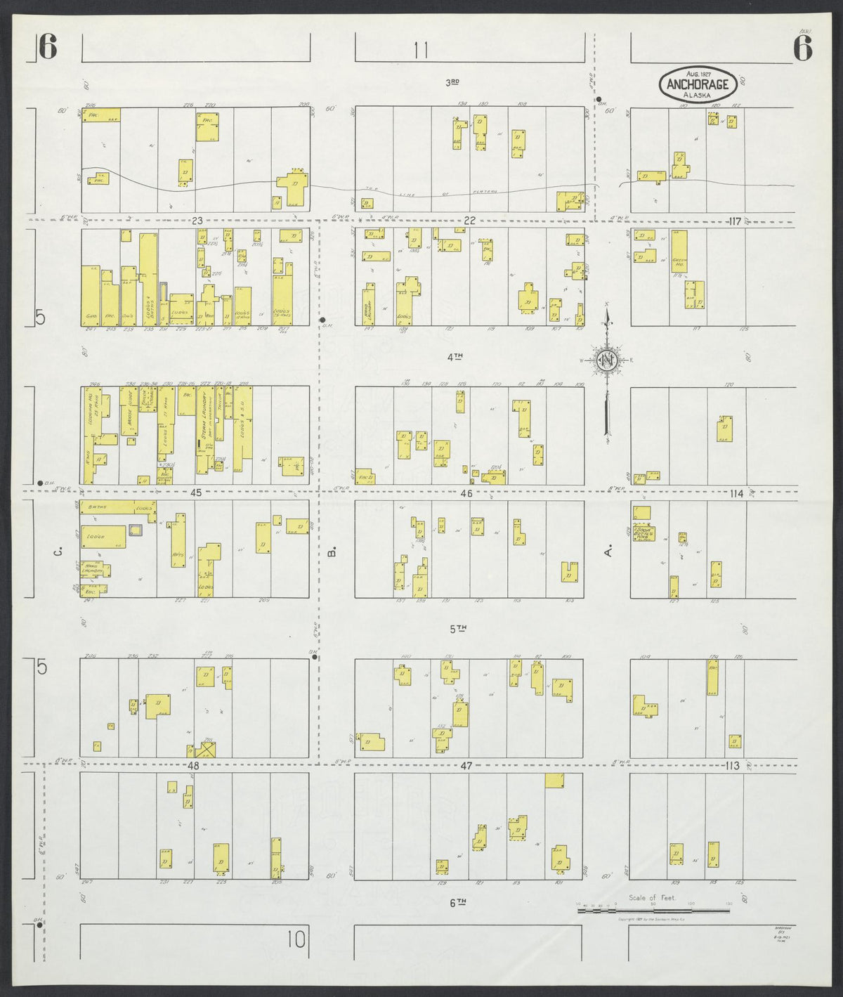 Sanborn Fire Insurance Map from Anchorage, Anchorage Census Division, Alaska (1927), Sheet #0006 - Historic Sanborn Fire Insurance Map Print, vintage old map wall art, antique decor, genealogy gift, Alaska Alaska map