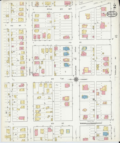 Sanborn Fire Insurance Map from Boulder, Boulder County, Colorado (1918), Sheet #0002 - Complete Map Set gallery image, historic Sanborn map, vintage wall art, Colorado Colorado