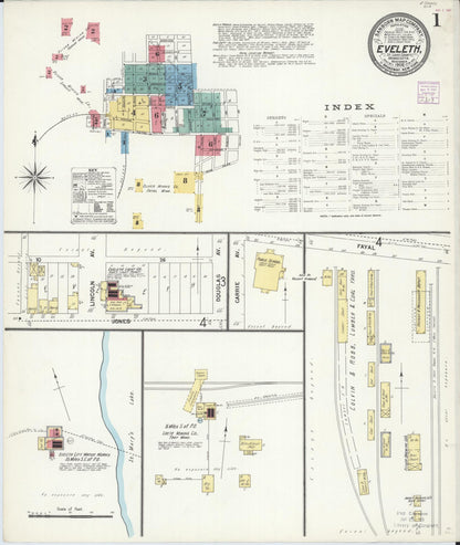 Sanborn Fire Insurance Map from Eveleth, Saint Louis County, Minnesota (1906), Sheet #0001 - Historic Sanborn Fire Insurance Map Print, vintage old map wall art, antique decor, genealogy gift, Minnesota Minnesota map