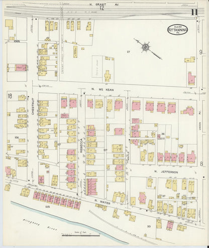 Sanborn Fire Insurance Map from Kittanning, Armstrong County, Pennsylvania (1913), Sheet #0011 - Complete Map Set gallery image, historic Sanborn map, vintage wall art, Pennsylvania Pennsylvania