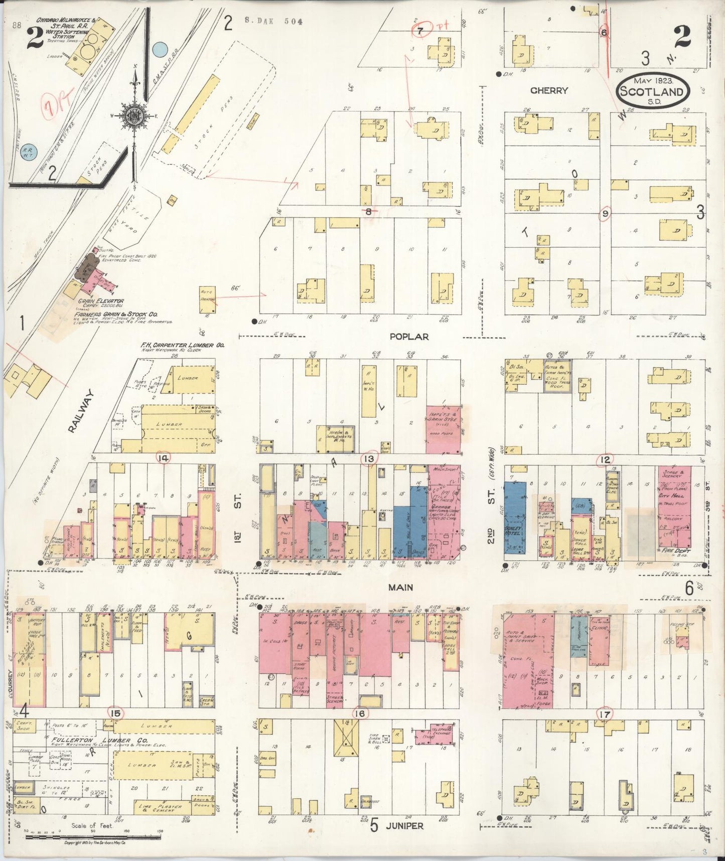 Sanborn Fire Insurance Map from Scotland, Bon Homme County, South Dakota (1935), Sheet #0002 - Complete Map Set gallery image, historic Sanborn map, vintage wall art, South Dakota South Dakota