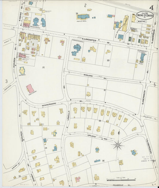 Sanborn Fire Insurance Map from Wayne, Delaware County, Pennsylvania (1902), Sheet #0004 - Historic Sanborn Fire Insurance Map Print, vintage old map wall art, antique decor, genealogy gift, Pennsylvania Pennsylvania map