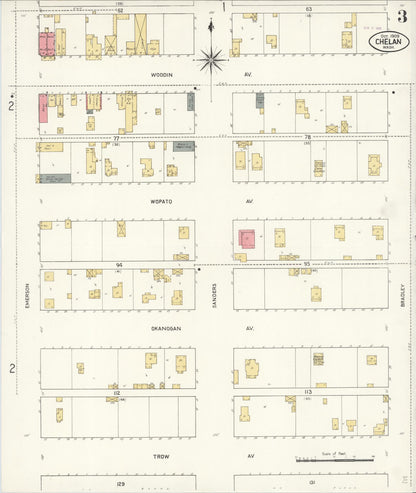 Sanborn Fire Insurance Map from Chelan, Chelan County, Washington (1909), Sheet #0003 - Complete Map Set gallery image, historic Sanborn map, vintage wall art, Washington Washington