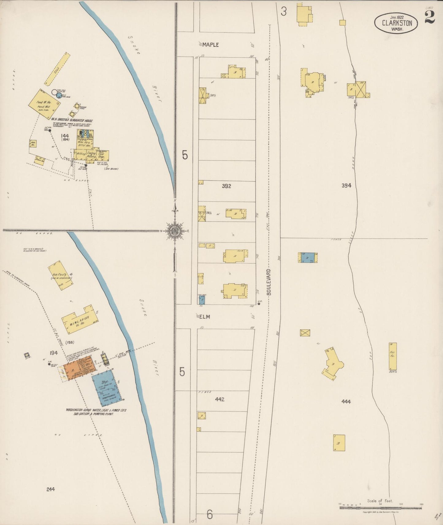 Sanborn Fire Insurance Map from Clarkston, Asotin County, Washington (1922), Sheet #0002 - Complete Map Set gallery image, historic Sanborn map, vintage wall art, Washington Washington