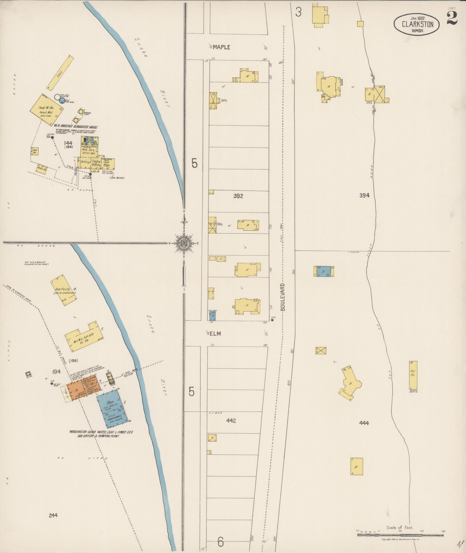 Sanborn Fire Insurance Map from Clarkston, Asotin County, Washington (1922), Sheet #0002 - Complete Map Set gallery image, historic Sanborn map, vintage wall art, Washington Washington