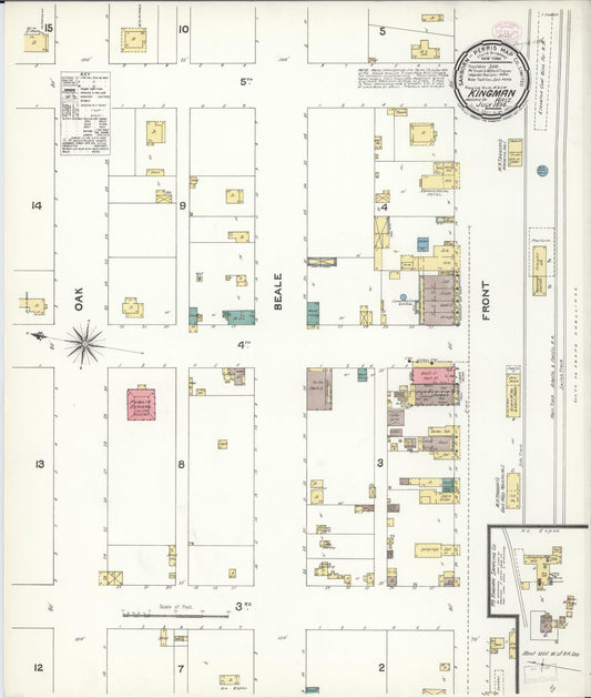 Sanborn Fire Insurance Map from Kingman, Mohave County, Arizona (1896), Sheet #0001 - Historic Sanborn Fire Insurance Map Print, vintage old map wall art, antique decor, genealogy gift, Arizona Arizona map