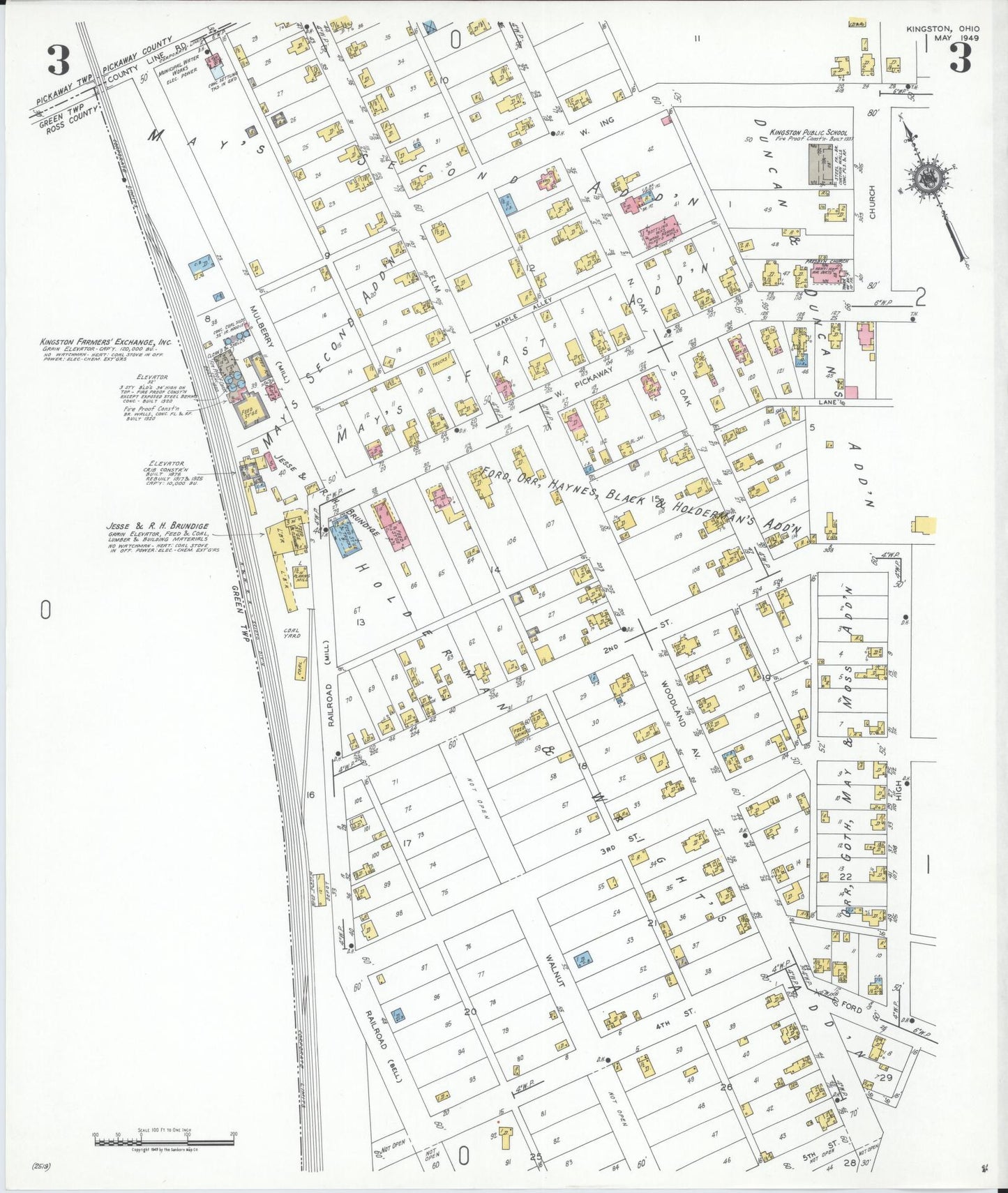 Sanborn Fire Insurance Map from Kingston, Ross County, Ohio (1949), Sheet #0003 - Historic Sanborn Fire Insurance Map Print, vintage old map wall art, antique decor, genealogy gift, Ohio Ohio map