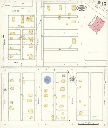 Sanborn Fire Insurance Map from Wenatchee, Chelan County, Washington (1909), Sheet #0015 - Complete Map Set gallery image, historic Sanborn map, vintage wall art, Washington Washington