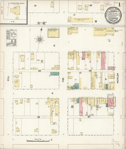 Sanborn Fire Insurance Map from Lemoore, Kings County, California (1894), Sheet #0001 - Complete Map Set gallery image, historic Sanborn map, vintage wall art, California California