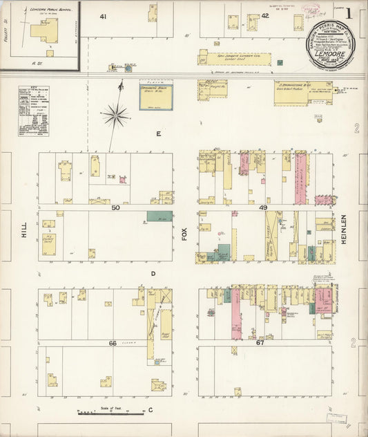 Sanborn Fire Insurance Map from Lemoore, Kings County, California (1894), Sheet #0001 - Complete Map Set gallery image, historic Sanborn map, vintage wall art, California California