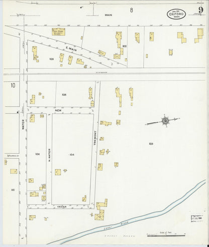 Sanborn Fire Insurance Map from Oxford, Worcester County, Massachusetts (1911), Sheet #0009 - Complete Map Set gallery image, historic Sanborn map, vintage wall art, Massachusetts Massachusetts
