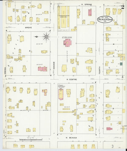 Sanborn Fire Insurance Map from Beaver Dam, Dodge County, Wisconsin (1909), Sheet #0002 - Complete Map Set gallery image, historic Sanborn map, vintage wall art, Wisconsin Wisconsin