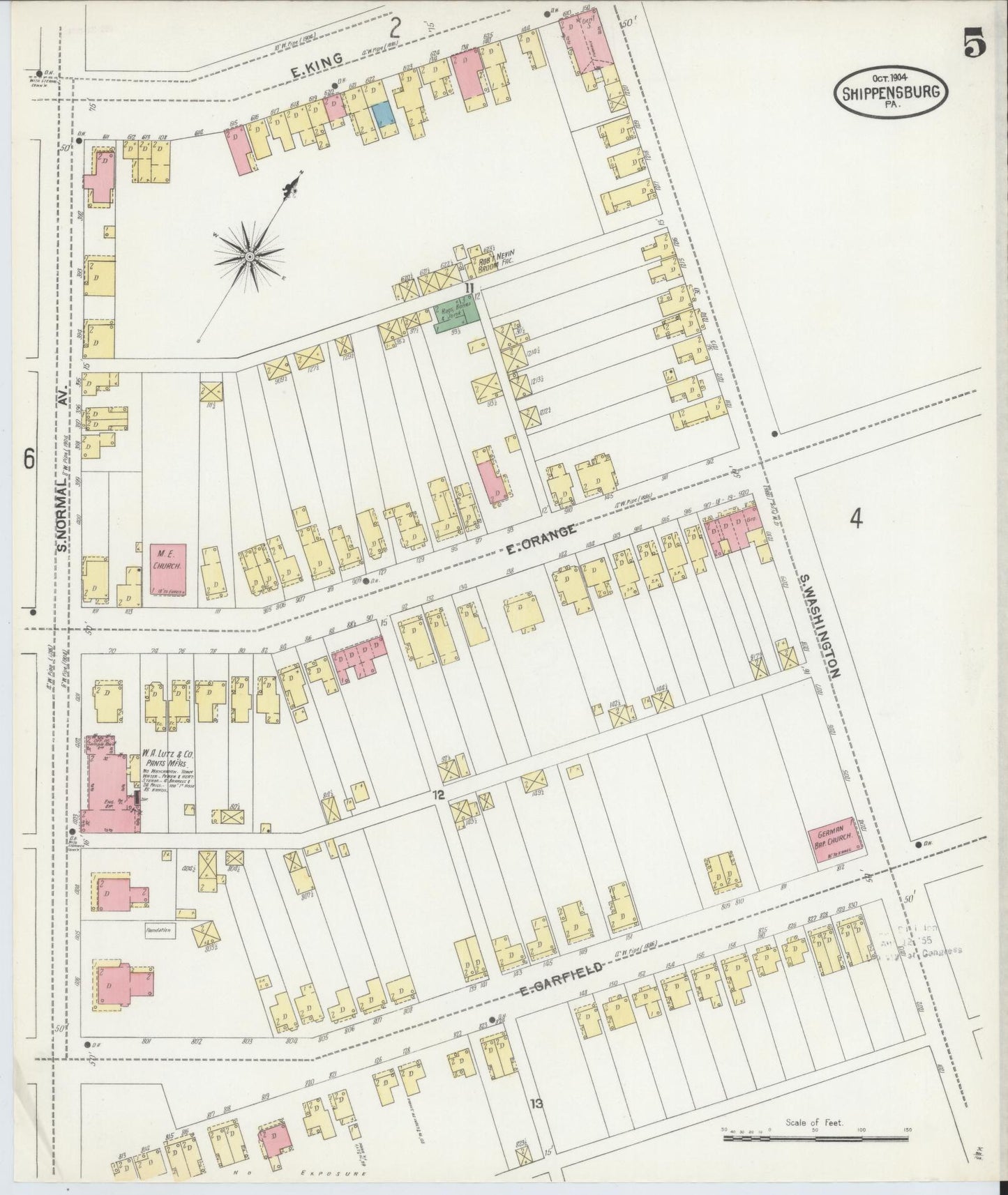 Sanborn Fire Insurance Map from Shippensburg, Cumberland And Franklin Counties, Pennsylvania (1904), Sheet #0005 - Complete Map Set gallery image, historic Sanborn map, vintage wall art, Counties Pennsylvania
