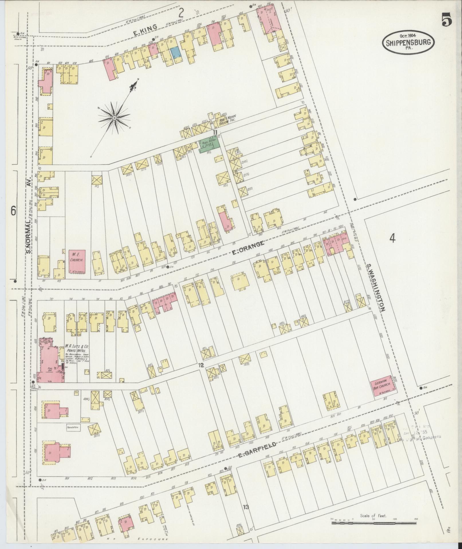 Sanborn Fire Insurance Map from Shippensburg, Cumberland And Franklin Counties, Pennsylvania (1904), Sheet #0005 - Complete Map Set gallery image, historic Sanborn map, vintage wall art, Counties Pennsylvania