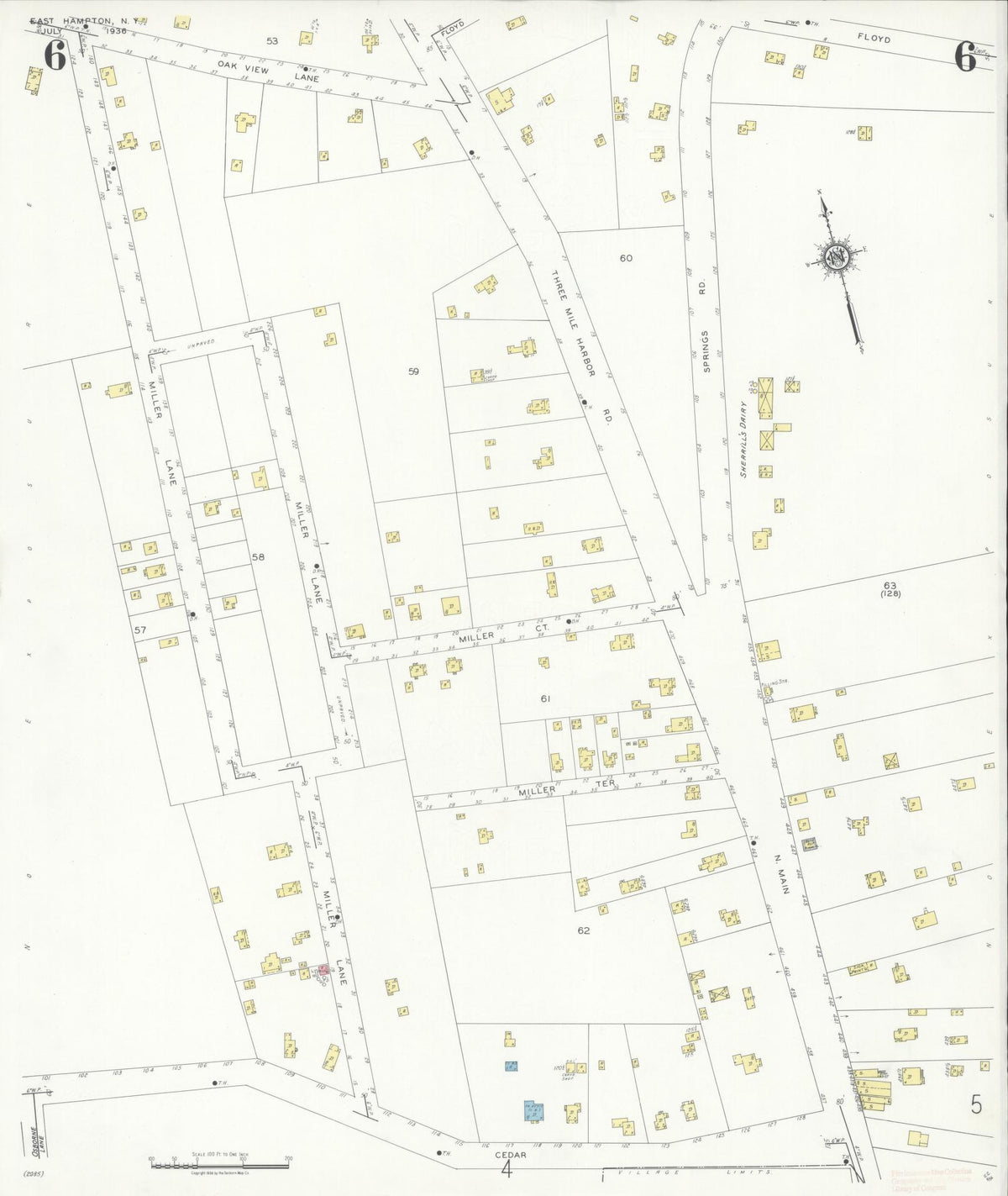 Sanborn Fire Insurance Map from Easthampton, Suffolk County, New York (1936), Sheet #0006 - Complete Map Set gallery image, historic Sanborn map, vintage wall art, New York New York