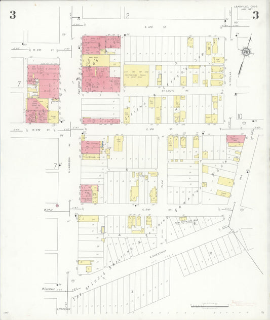 Sanborn Fire Insurance Map from Leadville, Lake County, Colorado (1937), Sheet #0003 - Historic Sanborn Fire Insurance Map Print, vintage old map wall art, antique decor, genealogy gift, Colorado Colorado map