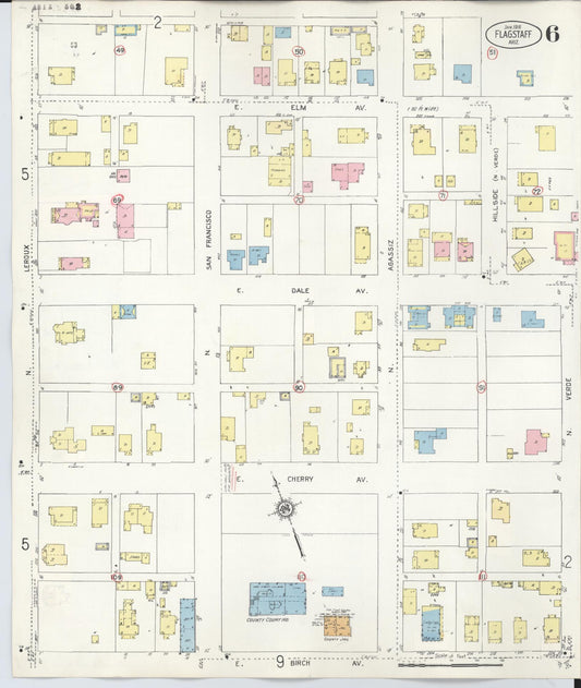 Sanborn Fire Insurance Map from Flagstaff, Coconino County, Arizona (1948), Sheet #0006 - Historic Sanborn Fire Insurance Map Print, vintage old map wall art, antique decor, genealogy gift, Arizona Arizona map