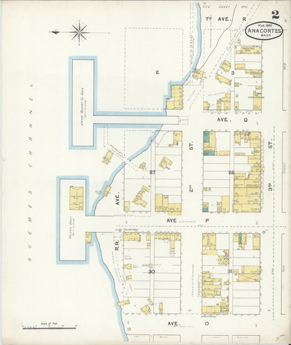 Sanborn Fire Insurance Map from Anacortes, Skagit County, Washington (1892), Sheet #0002 - Complete Map Set gallery image, historic Sanborn map, vintage wall art, Washington Washington