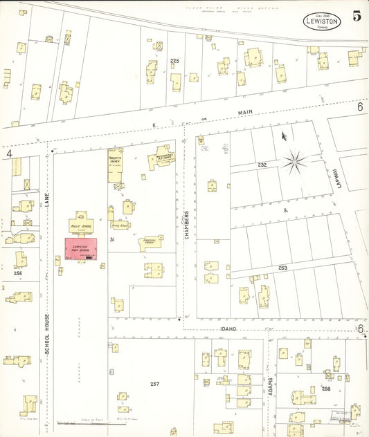 Sanborn Fire Insurance Map from Lewiston, Nez Perce County, Idaho (1900), Sheet #0005 - Historic Sanborn Fire Insurance Map Print, vintage old map wall art, antique decor, genealogy gift, Idaho Idaho map