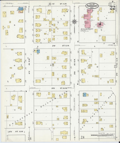 Sanborn Fire Insurance Map from Faribault, Rice County, Minnesota (1921), Sheet #0022 - Complete Map Set gallery image, historic Sanborn map, vintage wall art, Minnesota Minnesota