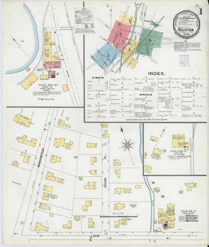 Sanborn Fire Insurance Map from Holliston, Middlesex County, Massachusetts (1901), Sheet #0001 - Historic Sanborn Fire Insurance Map Print, vintage old map wall art, antique decor, genealogy gift, Massachusetts Massachusetts map