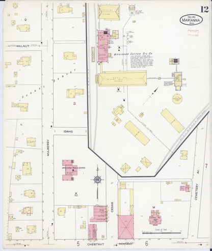 Sanborn Fire Insurance Map from Marianna, Lee County, Arkansas (1912), Sheet #0012 - Complete Map Set gallery image, historic Sanborn map, vintage wall art, Arkansas Arkansas