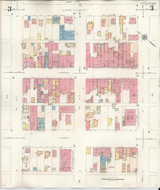 Sanborn Fire Insurance Map from New Ulm, Brown County, Minnesota (1946), Sheet #0003 - Historic Sanborn Fire Insurance Map Print, vintage old map wall art, antique decor, genealogy gift, Minnesota Minnesota map