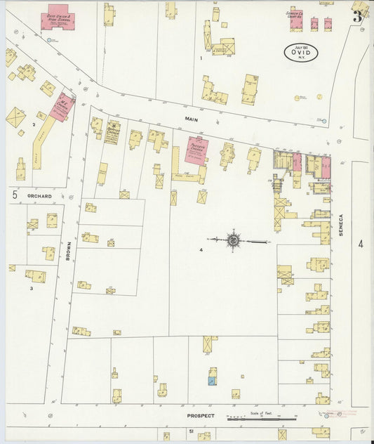 Sanborn Fire Insurance Map from Ovid, Seneca County, New York (1911), Sheet #0003 - Historic Sanborn Fire Insurance Map Print, vintage old map wall art, antique decor, genealogy gift, New York New York map