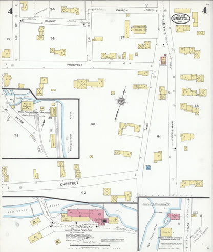 Sanborn Fire Insurance Map from Bristol, Grafton County, New Hampshire (1923), Sheet #0004 - Complete Map Set gallery image, historic Sanborn map, vintage wall art, New Hampshire New Hampshire