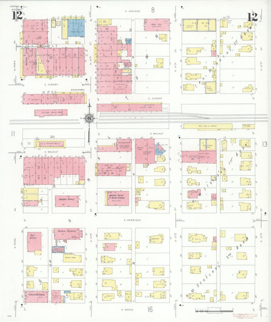 Sanborn Fire Insurance Map from Herrin, Williamson County, Illinois (1941), Sheet #0012 - Historic Sanborn Fire Insurance Map Print, vintage old map wall art, antique decor, genealogy gift, Illinois Illinois map
