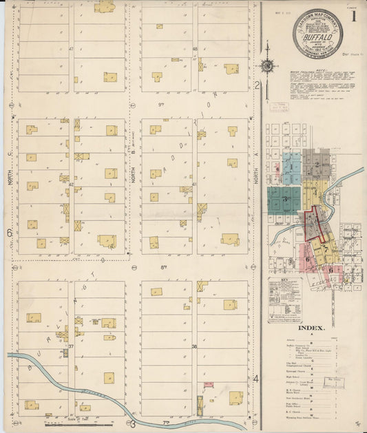Sanborn Fire Insurance Map from Buffalo, Johnson County, Wyoming (1912), Sheet #0001 - Complete Map Set gallery image, historic Sanborn map, vintage wall art, Wyoming Wyoming