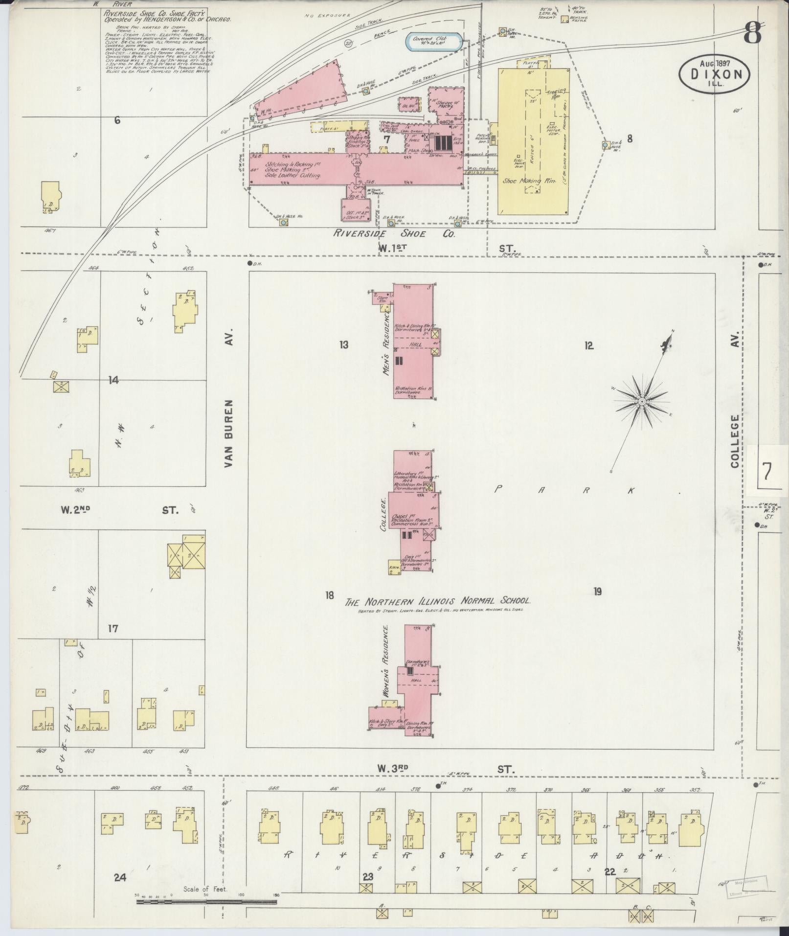 Sanborn Fire Insurance Map from Dixon, Lee County, Illinois (1897), Sheet #0008 - Complete Map Set gallery image, historic Sanborn map, vintage wall art, Illinois Illinois