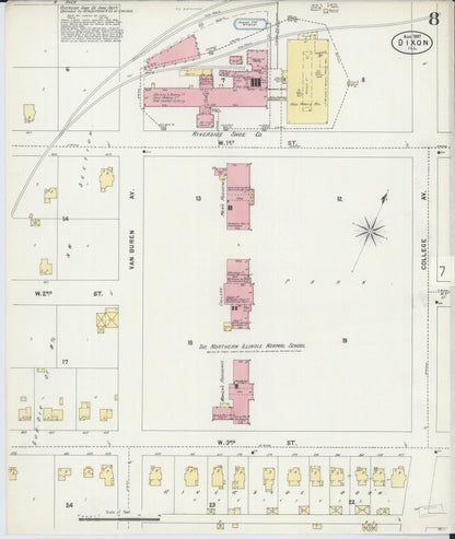 Sanborn Fire Insurance Map from Dixon, Lee County, Illinois (1897), Sheet #0008 - Complete Map Set gallery image, historic Sanborn map, vintage wall art, Illinois Illinois
