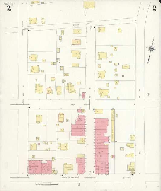 Sanborn Fire Insurance Map from Liberty, Pickens County, South Carolina (1933), Sheet #0002 - Historic Sanborn Fire Insurance Map Print, vintage old map wall art, antique decor, genealogy gift, South Carolina South Carolina map