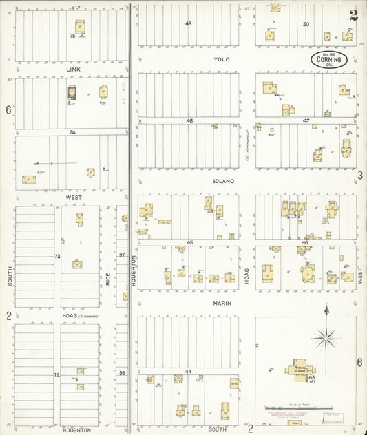 Sanborn Fire Insurance Map from Corning, Tehama County, California (1903), Sheet #0002 - Historic Sanborn Fire Insurance Map Print, vintage old map wall art, antique decor, genealogy gift, California California map