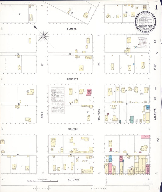 Sanborn Fire Insurance Map from Mountain Home, Elmore County, Idaho (1900), Sheet #0001 - Complete Map Set gallery image, historic Sanborn map, vintage wall art, Idaho Idaho