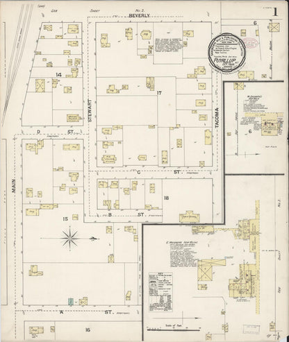 Sanborn Fire Insurance Map from Puyallup, Pierce County, Washington (1888), Sheet #0001 - Complete Map Set gallery image, historic Sanborn map, vintage wall art, Washington Washington