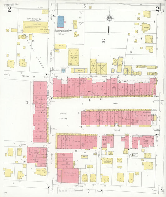 Sanborn Fire Insurance Map from Commerce, Hunt County, Texas (1933), Sheet #0002 - Historic Sanborn Fire Insurance Map Print, vintage old map wall art, antique decor, genealogy gift, Texas Texas map