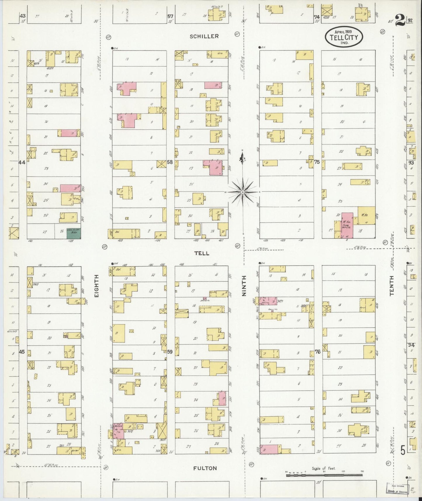 Sanborn Fire Insurance Map from Tell City, Perry County, Indiana (1909), Sheet #0002 - Complete Map Set gallery image, historic Sanborn map, vintage wall art, Indiana Indiana