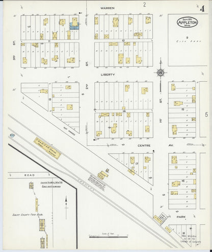Sanborn Fire Insurance Map from Appleton, Swift County, Minnesota (1915), Sheet #0004 - Complete Map Set gallery image, historic Sanborn map, vintage wall art, Minnesota Minnesota