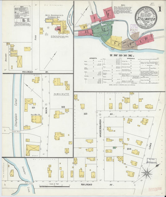 Sanborn Fire Insurance Map from Stillwater, Saratoga County, New York (1902), Sheet #0001 - Complete Map Set gallery image, historic Sanborn map, vintage wall art, New York New York