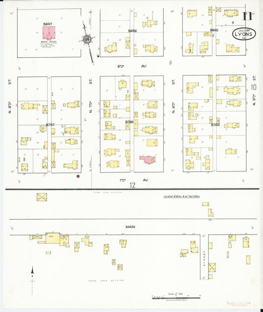 Sanborn Fire Insurance Map from Lyons, Clinton County, Iowa (1917), Sheet #0011 - Historic Sanborn Fire Insurance Map Print, vintage old map wall art