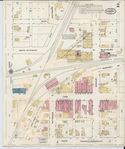 Sanborn Fire Insurance Map from Forest, Hardin County, Ohio (1932), Sheet #0002 - Historic Sanborn Fire Insurance Map Print, vintage old map wall art, antique decor, genealogy gift, Ohio Ohio map