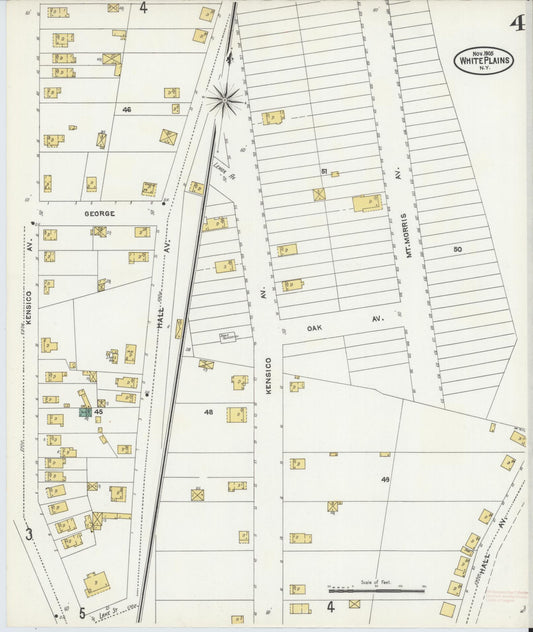 Sanborn Fire Insurance Map from White Plains, Westchester County, New York (1905), Sheet #0004 - Historic Sanborn Fire Insurance Map Print, vintage old map wall art, antique decor, genealogy gift, New York New York map