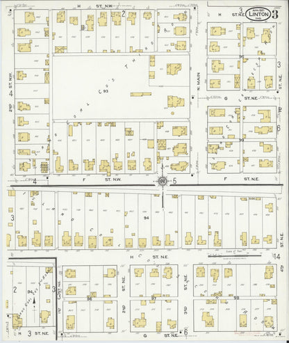 Sanborn Fire Insurance Map from Linton, Greene County, Indiana (1921), Sheet #0003 - Historic Sanborn Fire Insurance Map Print, vintage old map wall art, antique decor, genealogy gift, Indiana Indiana map