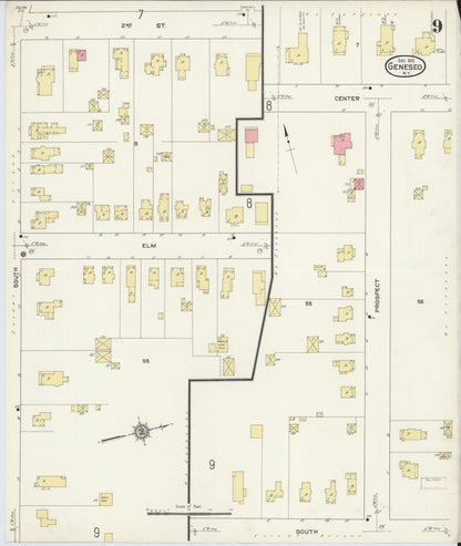 Sanborn Fire Insurance Map from Geneseo, Livingston County, New York (1913), Sheet #0009 - Complete Map Set gallery image, historic Sanborn map, vintage wall art, New York New York