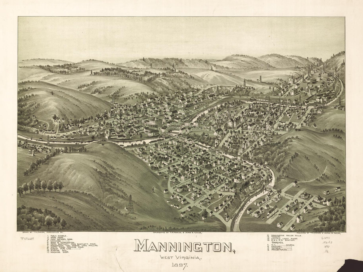 Mannington, West Virginia 1897. (1897) – Historic Bird’s-Eye View Panorama Print