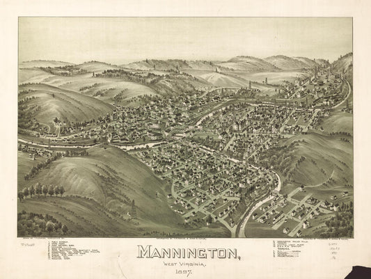 Mannington, West Virginia 1897. (1897) – Historic Bird’s-Eye View Panorama Print