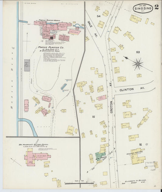 Sanborn Fire Insurance Map from Sing Sing, Westchester County, New York (1891), Sheet #0002 - Historic Sanborn Fire Insurance Map Print, vintage old map wall art, antique decor, genealogy gift, New York New York map